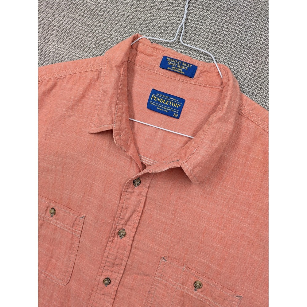 Pendleton Shirt Mens 2XL Pink Berkeley Chambray Short Sleeve Button Up Casual